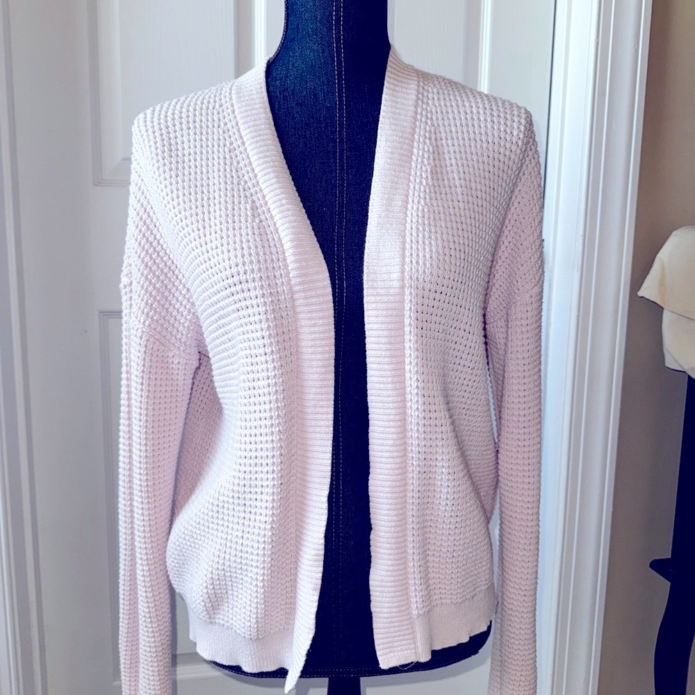 Banana Republic Women's Pink Open Cardigan Knit Sweater Cotton Blend Sz M
